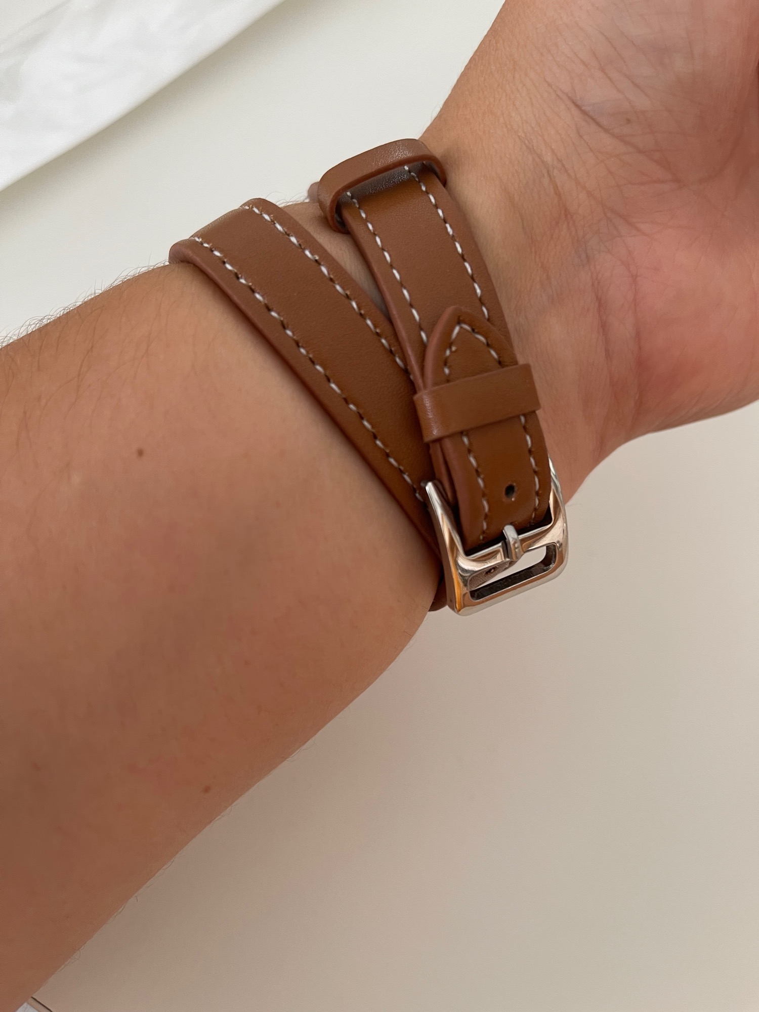 Шкіряний ремінь з подвійним туром для iWatch ultra band 49mm 45mm — фото покупця