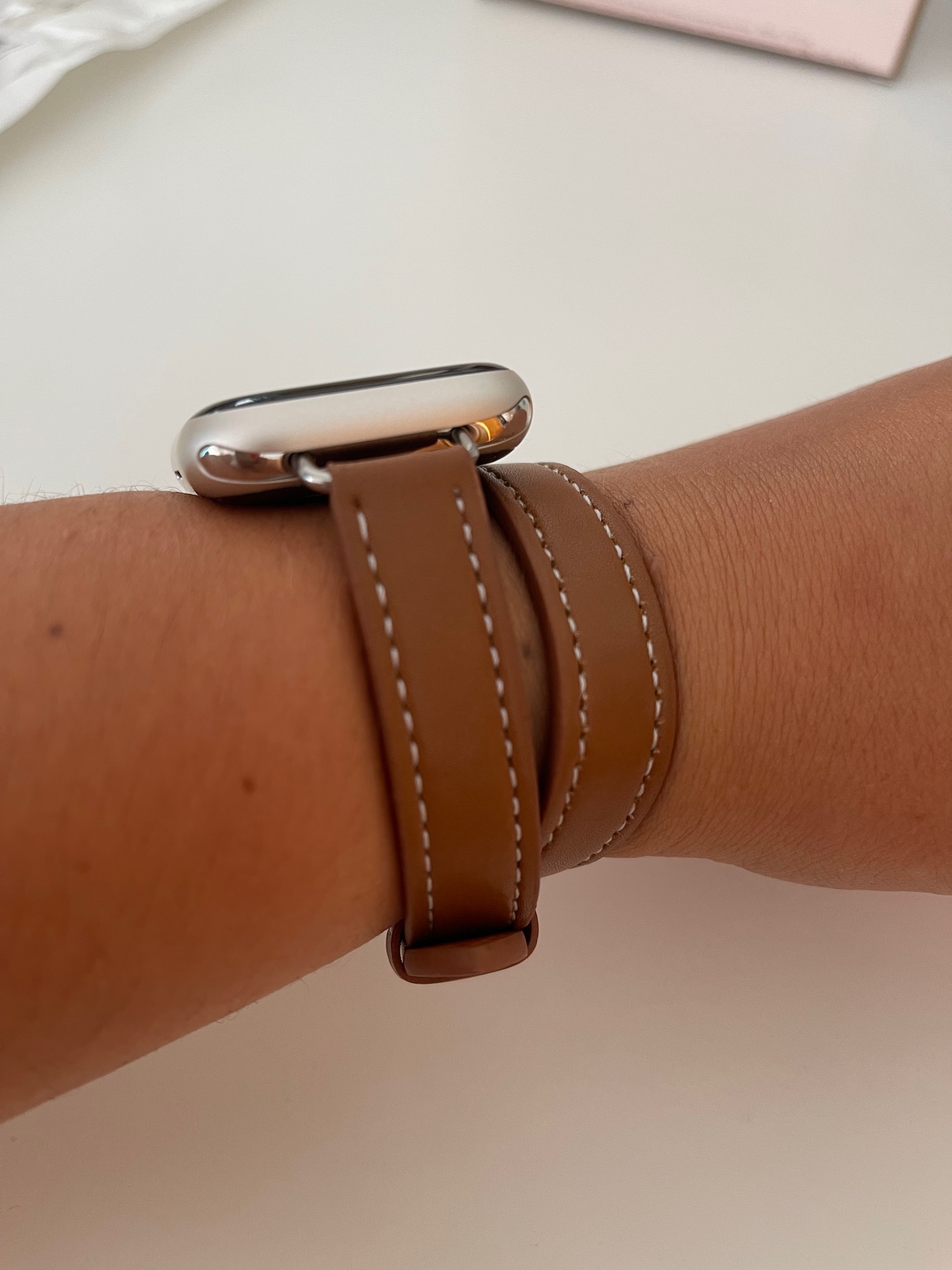 Шкіряний ремінь з подвійним туром для iWatch ultra band 49mm 45mm — фото покупця
