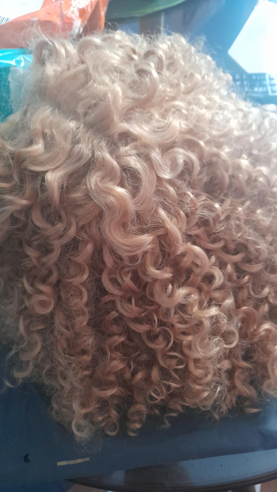 40.64 Cm Afro Kinky Curly Lace Front Wigs Synthetic Curly Wigs For Women Pre Plucked Heat Resistant Fiber Hair Lace Front Wigs photo review