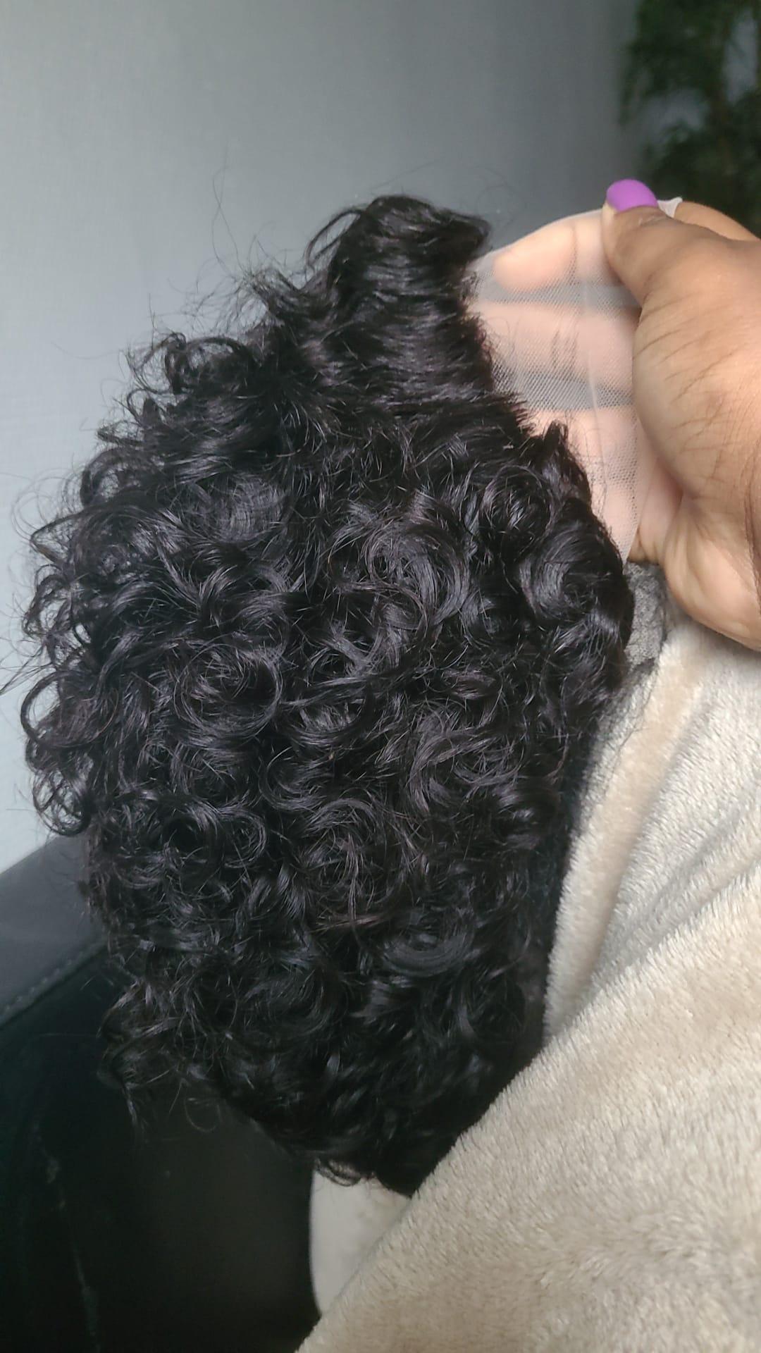 Short Curly Lace Front Wigs 13X1 Brazilian Water Wave Human Hair Wigs Pixie Cut Transparent Lace Wig for Black Women photo review