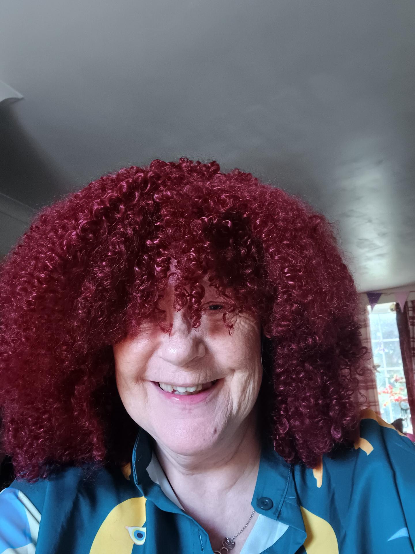 40.64 cm Afro Curly/Kinky Synthetic Wig with Bangs - Natural Look Wig for Women & Men, Easy to Style with Heat Tools, Perfect for Cosplay, Everyday & Special Events - Voluminous Curly Hairstyle, Short Hair Wig, Event Hairpiece, Secure Fit Cap, Cosplay Enthusiasts, Quick Hairstyle Change, Fashion Lovers photo review