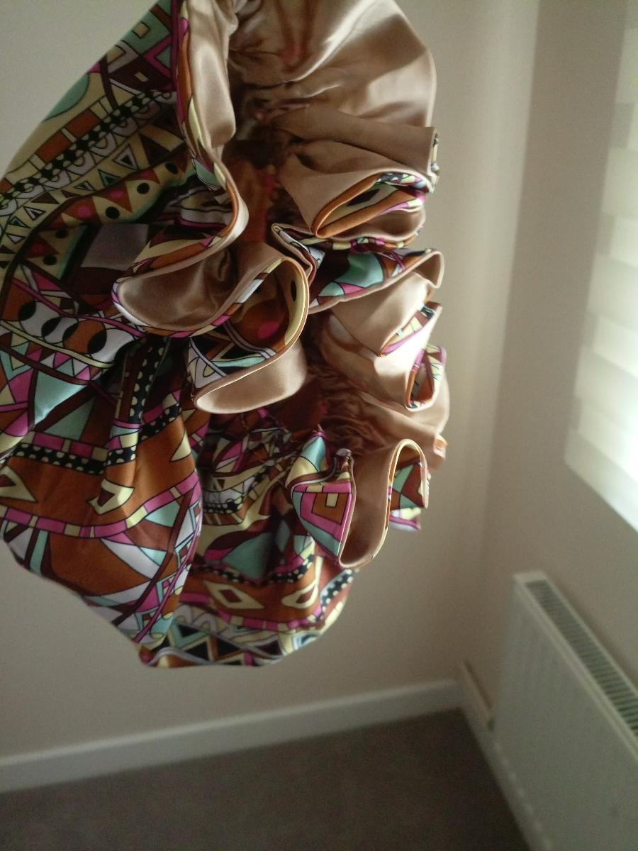 Women Satin Bonnet Cap Double Layer Y Big Bonnet for Lady Printing Sleep Cap Head Wrap photo review