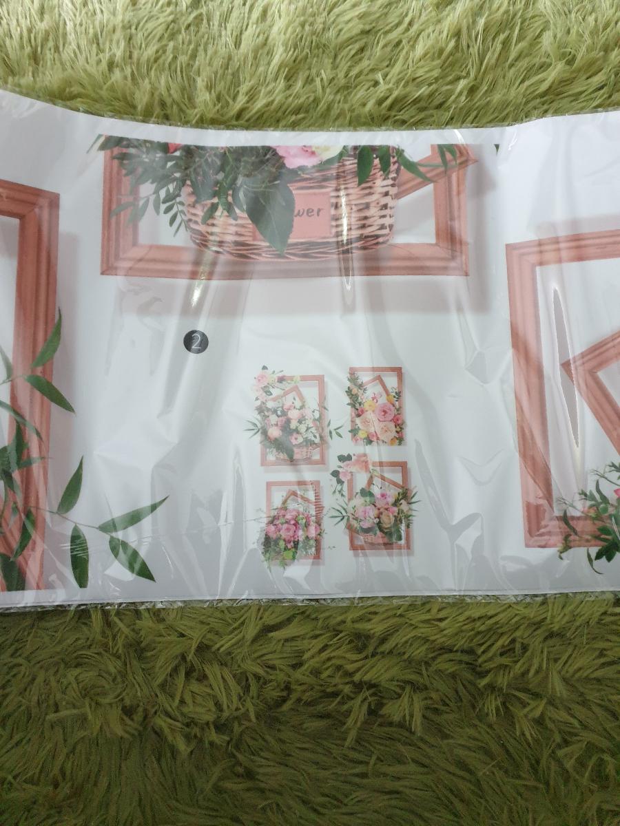 1 Set/2pcs of Three-Dimensional Effect Simulation Photo Frame with Flowers And Green Leaves, Decorative Wall Stickers for Living Room, Foyer, Corridor, Entrance Background, Wall Stickers for Removable Wallpaper, Self-Adhesive photo review