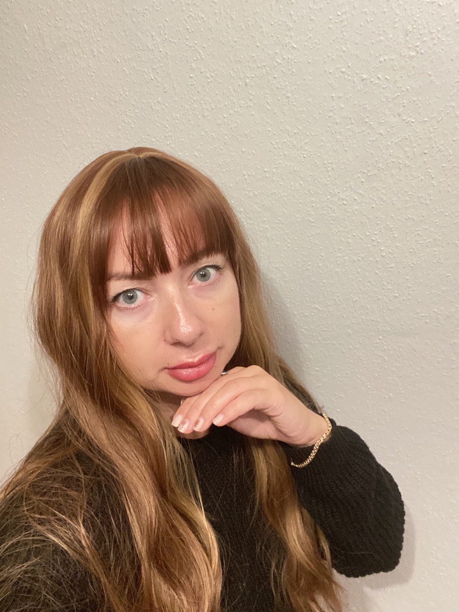 Halloween Dress Up Wig Routine Wig Long Loose Wave Coppery Brown Wig with Bangs High Density Highlight Golden Wig Heat Resistant Synthetic Wig for Women Daily Party Use 91.44 cm photo review