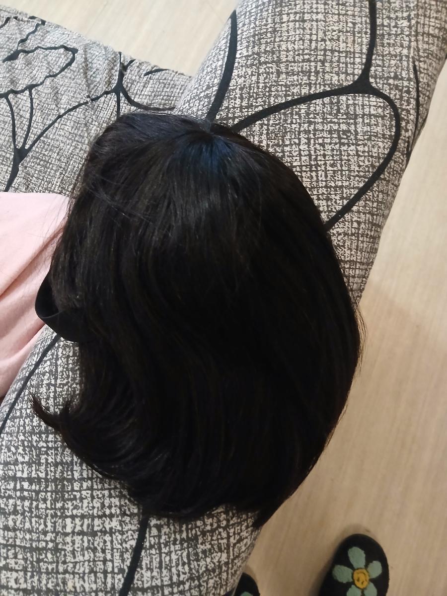 Brazilian Human Hair Short Bob Wig for Women, Featuring Bangs And Straight Style, a Glueless Full Machine-Made Wig with 150% Density photo review