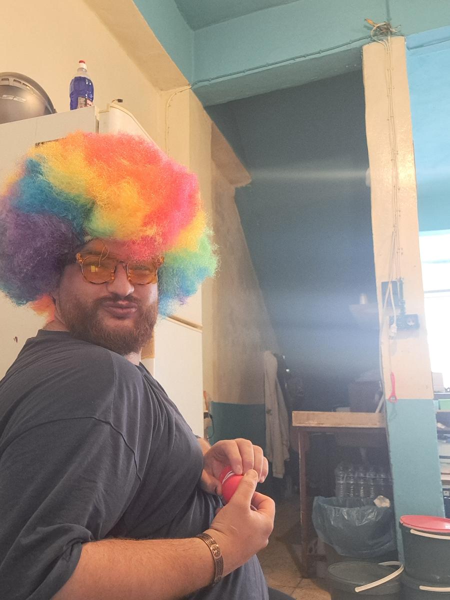 Discount Promotion on Colorful Curly Clown Wigs for Costume Parties, Complete with Funny Glasses And a Hairnet for Fans photo review