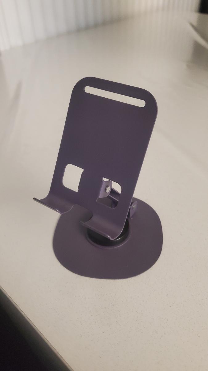 Support Téléphone Portable, Support de Bureau Rotatif à 360°, avec Hauteur Réglable en Deux Niveaux et un Design Pliable, Adapté à une Utilisation au Bureau et au Chevet, Très Compatible photo review