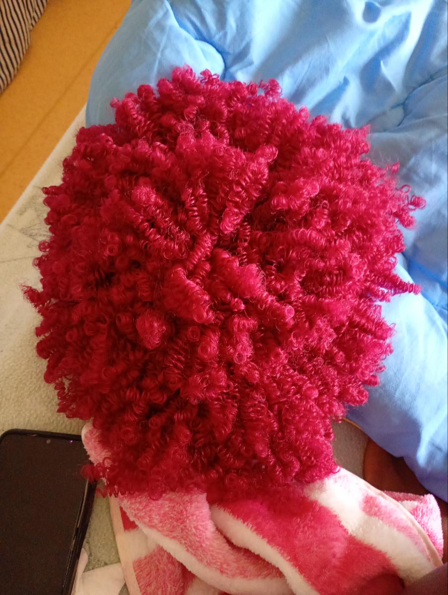 Short Afro Curly Wigs for Women Wavy Curly Wig Synthetic Heat Resistant Curly Afro Wig with Bangs Big Stretch Fluffy Curly Afro Wig 30.48 cm High-Density Soccer Fan Wig, Elastic Cap for Easter Rave Anime Music Festival Cosplay photo review