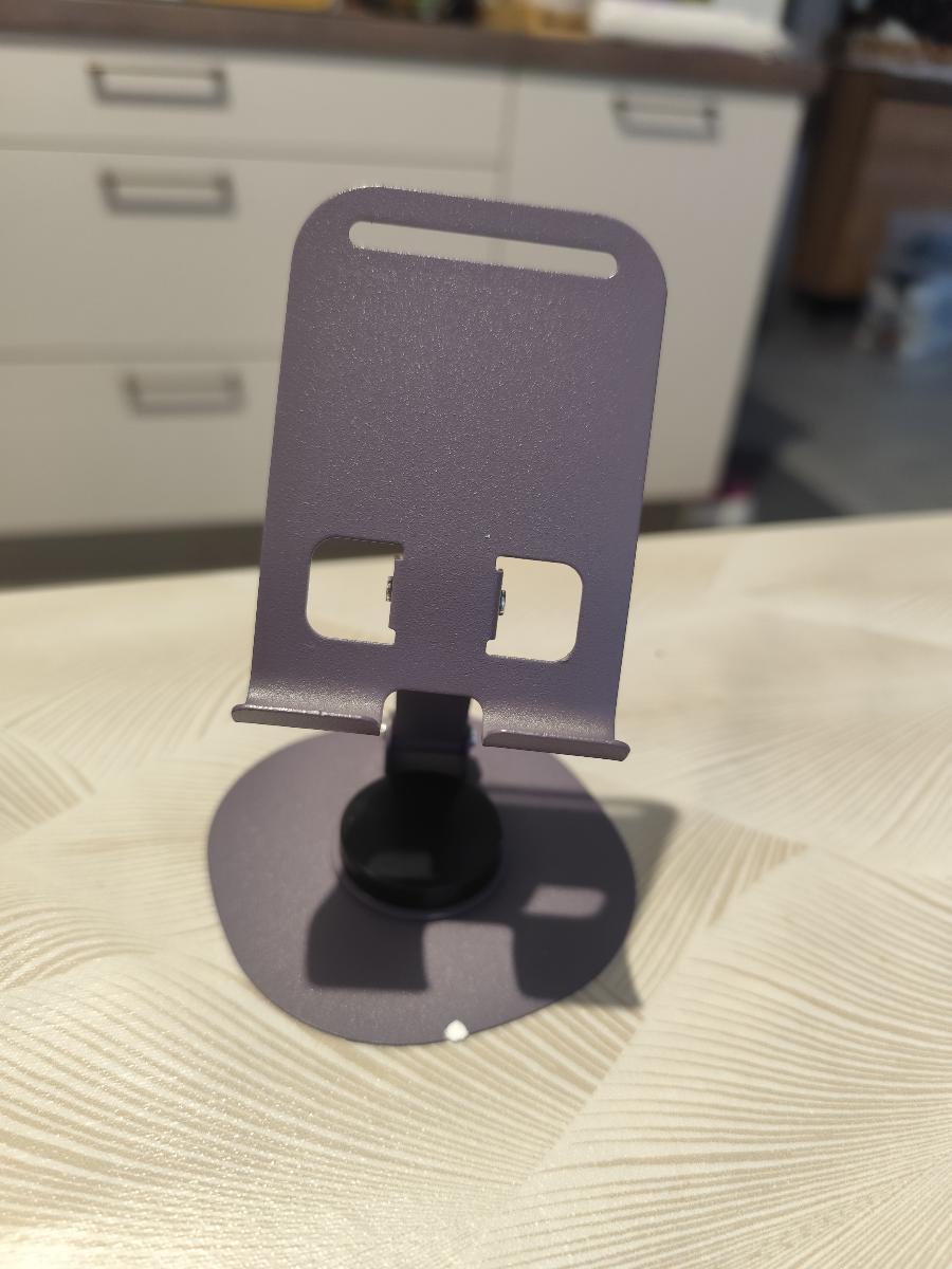 Support Téléphone Portable, Support de Bureau Rotatif à 360°, avec Hauteur Réglable en Deux Niveaux et un Design Pliable, Adapté à une Utilisation au Bureau et au Chevet, Très Compatible photo review