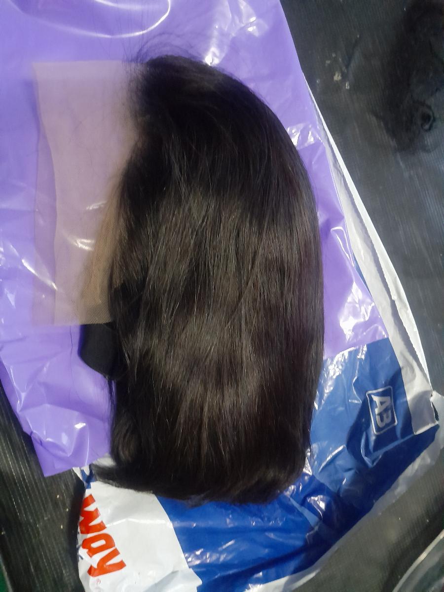 Glueless Short Bob Straight Human Hair Wigs with Bangs, Burgundy Non Lace Front Wig for Women, Brazilian Hair Wear And Go Wig 99J Color photo review