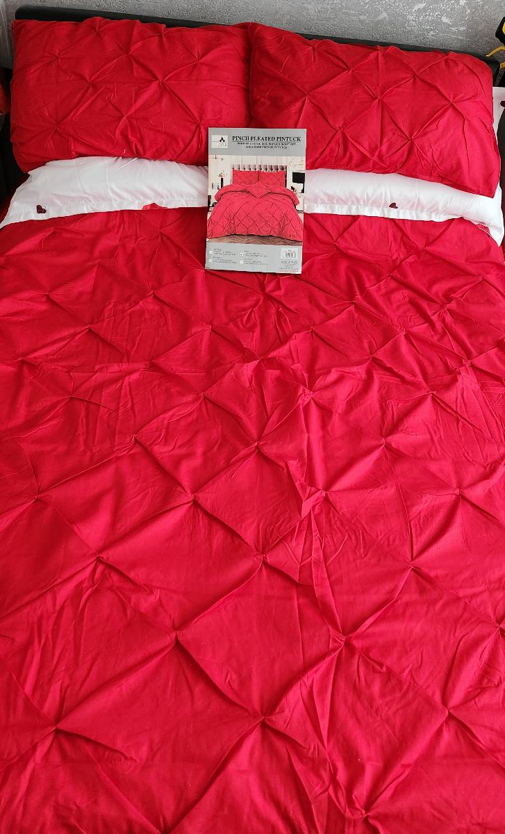 PINTUCK PLEATED ALFORD EGYPTION COTTON MIX DUVET COVER WITH PILLOW CASEA ALL SIZES SINGLE DOUBLE KING SUPER KING photo review
