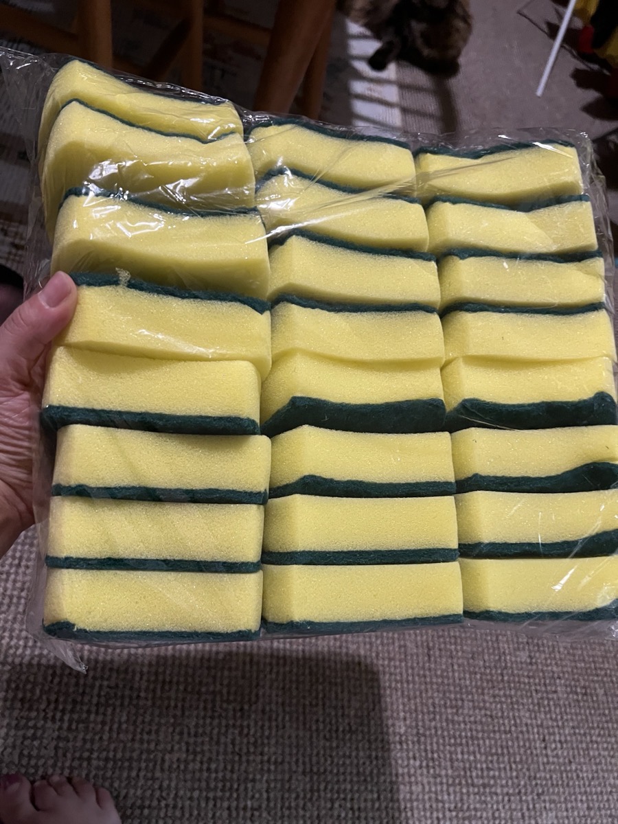 [Super Absorbent] Double-sided Scouring Pad - 12/24pcs, Super Absorbent, Durable Anti-scratch - Household Cleaning, Dishwashing, School Preparation photo review