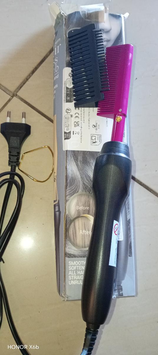 Electric Hot Heating Comb Curling Iron Pressing Comb for Wig Fast Heating Straightening Brush Hair Wax Stick Styling Tool Set photo review