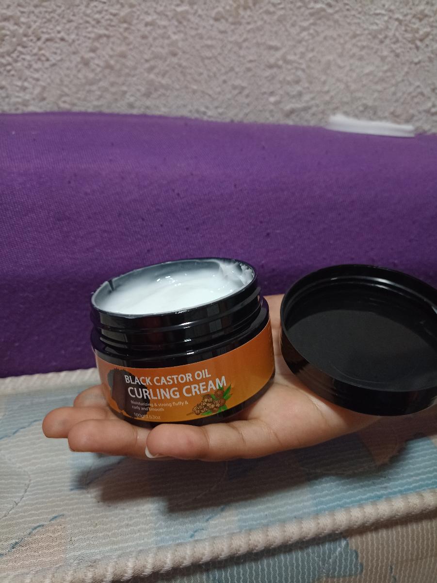 100G Black Castor Oil Curl Cream Infused with Argan Oil - Long-Lasting Anti-Frizz Curls, Moisturizing Curl Elastic Styling Conditioner Cream, for Dry And Curly Hair, Unisex photo review