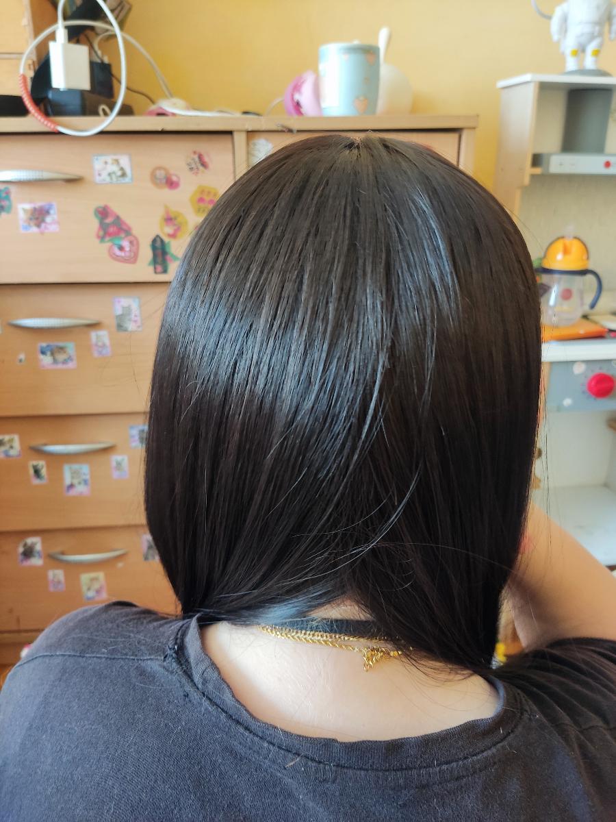 Long Straight Black Wig with Bangs High Layered 150% Density Black Wigs for Women Daily Party Use Synthetic Fiber Wig Heat Resistant 86.36 cm photo review