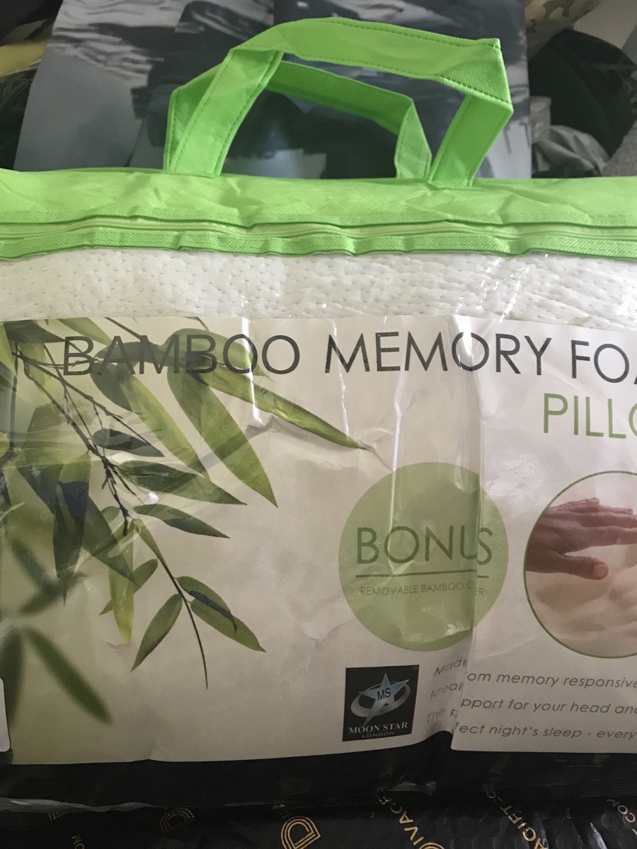 Memory Foam Bamboo Pillow Premium Firm Neck Support and Foam Orthopaedic Hypoallergenic Shredded Bed Pillow PACK OF 1 AND 2 BAMBOO PILLOW. photo review