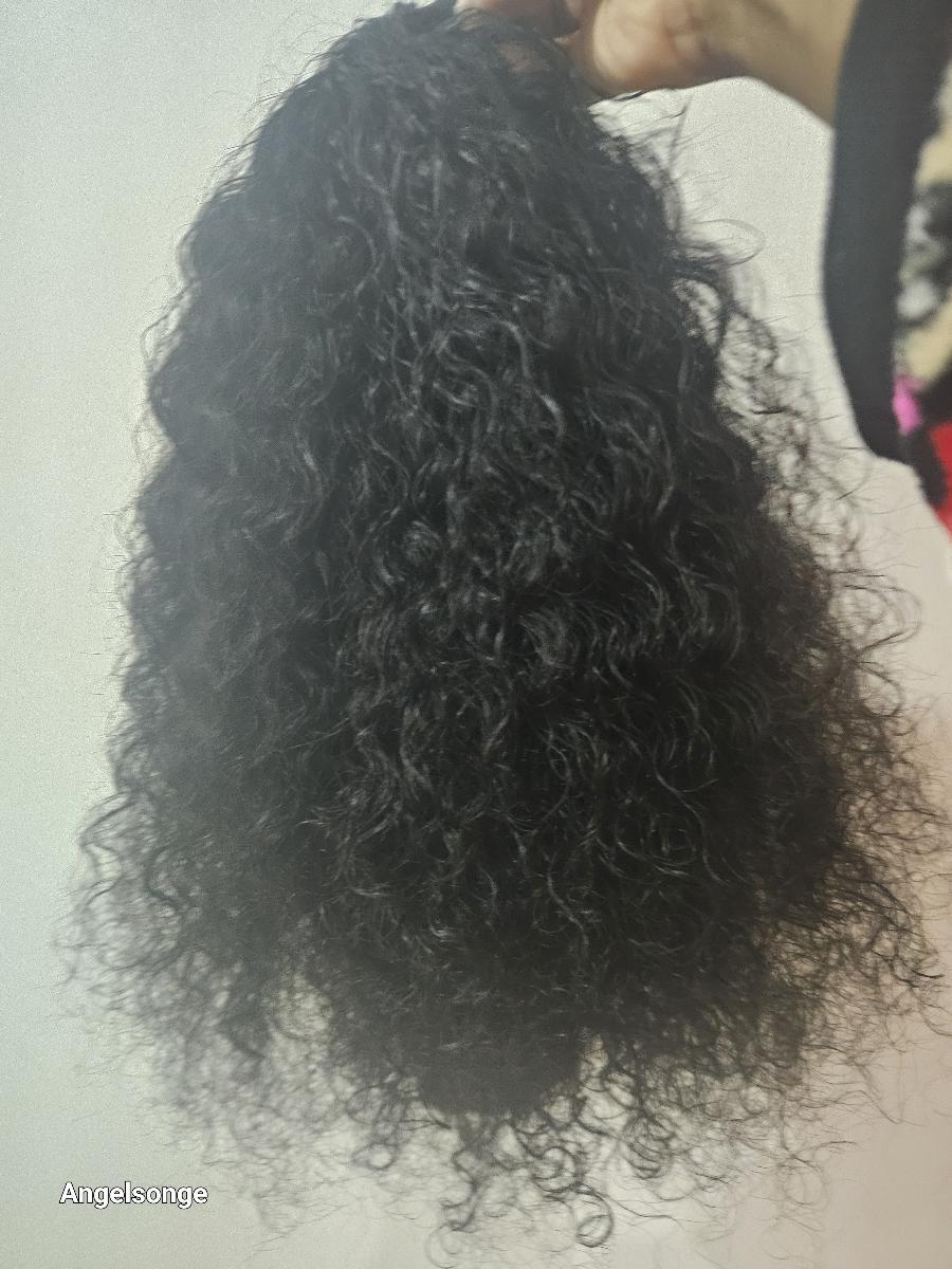 180% Density Human Hair Wig Short Headband Bob Wig Natural Black Short Curly Bob Cut Wear And Go Glueless Kinky Curly Headband Wig Full Machine Jerry Curl Wig photo review