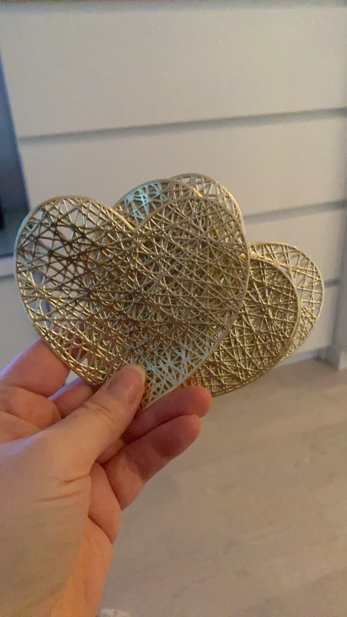 4pcs, Placemats, Creative Love Heart Shape Small Coaster, Household Decorative Meal Coaster, PVC Heat Insulation Bronzing Coaster, Coffee Non-slip Placemat, Dining Table Decor photo review