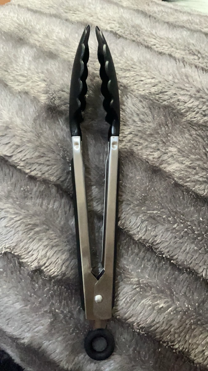 A Stainless Steel Food Tongs for Outdoor Grilling, Perfect for Handling Meat And Steaks, Featuring Heat-Resistant Nylon Grips - Ideal for Barbecues, Buffets, And Outdoor Cooking - Compact And Easy to Carry photo review