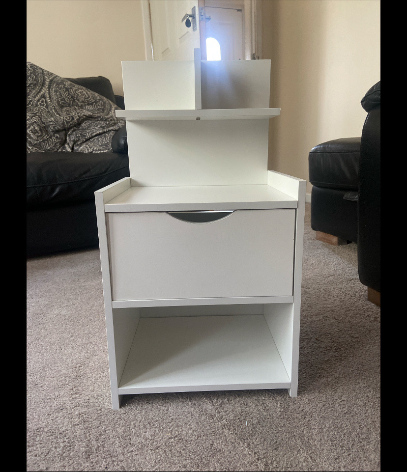 Modern Wooden Bedside Table with Drawer | Multifunctional Storage Cabinet for Bedroom, Bathroom, Living Room & Hallway | Compact Design 60x32.5x25.5cm photo review