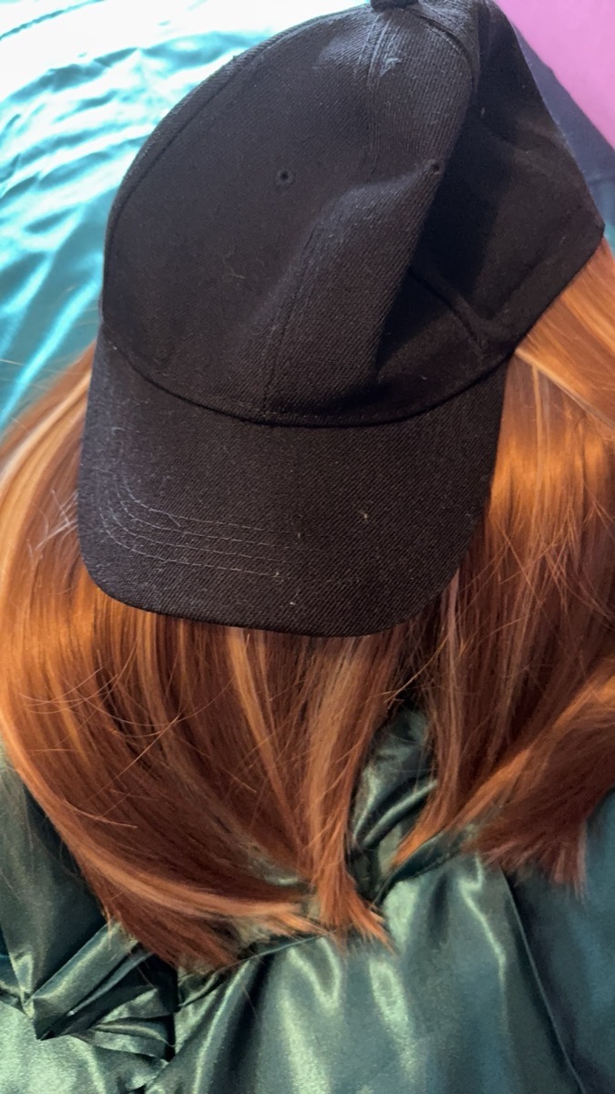 Synthetic Hat Wig with Long Straight Black Hair Baseball Cap Hair Extension Stylish Convenient All-In-One Design for Women photo review