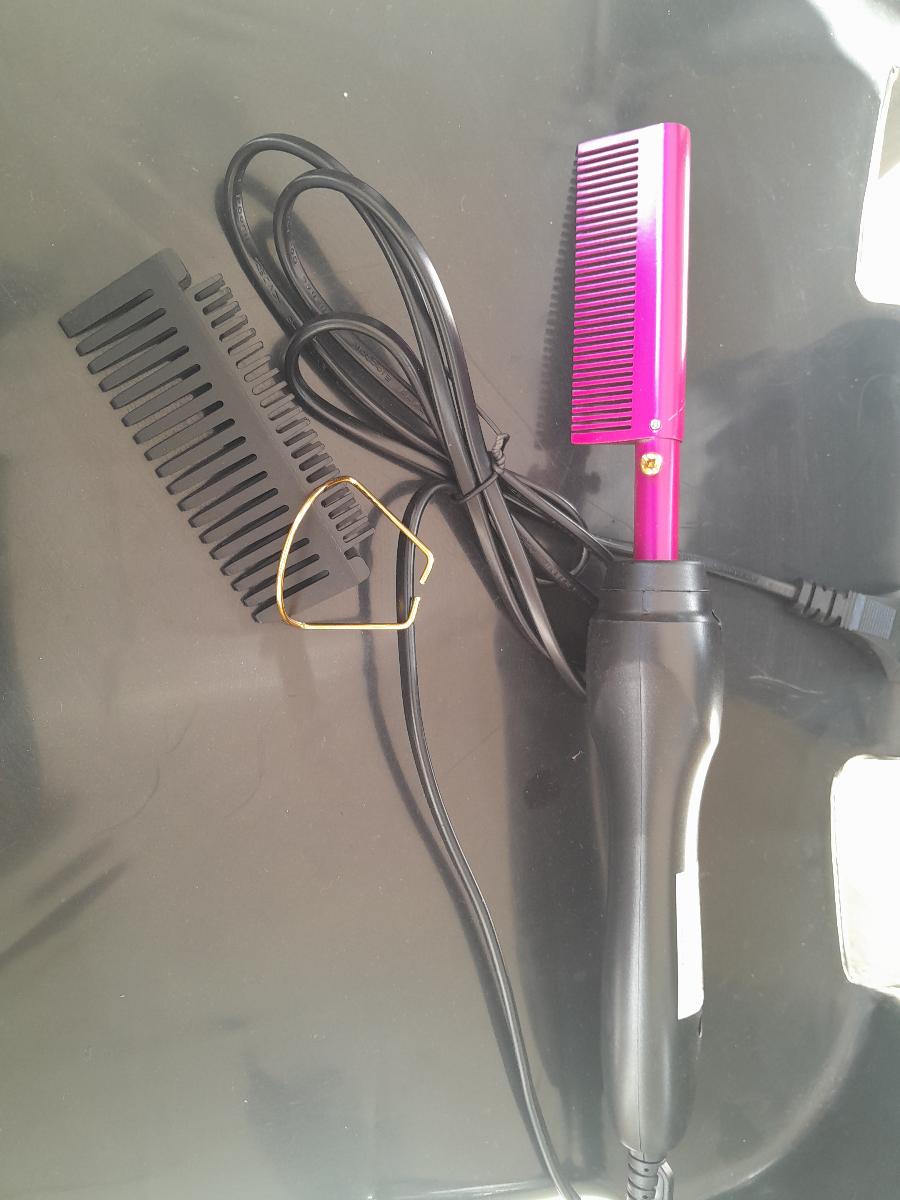 Electric Hot Heating Comb Curling Iron Pressing Comb for Wig Fast Heating Straightening Brush Hair Wax Stick Styling Tool Set photo review
