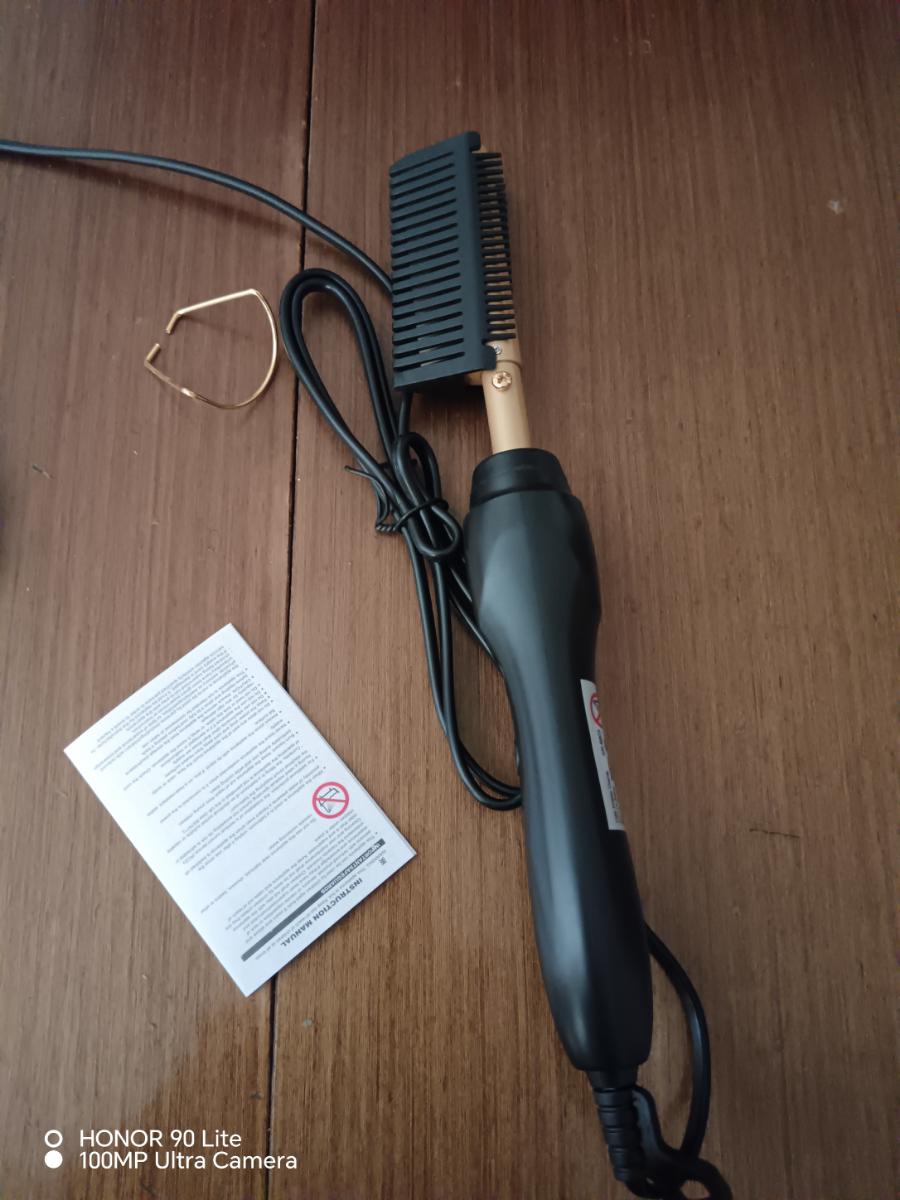Electric Hot Heating Comb Curling Iron Pressing Comb for Wig Fast Heating Straightening Brush Hair Wax Stick Styling Tool Set photo review