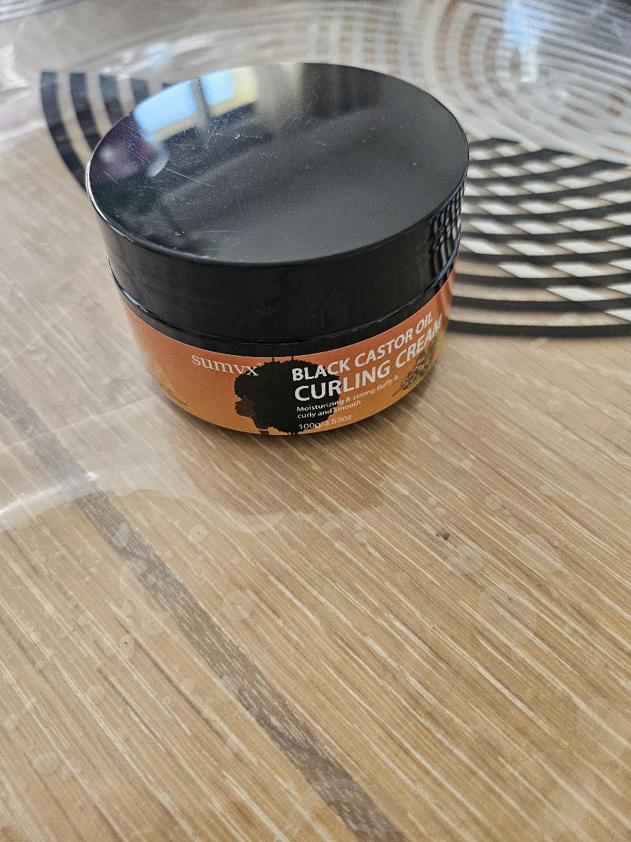 100g Black Castor Oil Curl Cream, Infused with Argan Oil - Curl Long-Lasting Anti-Frizz Hair, Keep Moisturized Curls Elastic Styling Conditioner Cream, Suitable for Dry and Curly Hair, Unisex. photo review