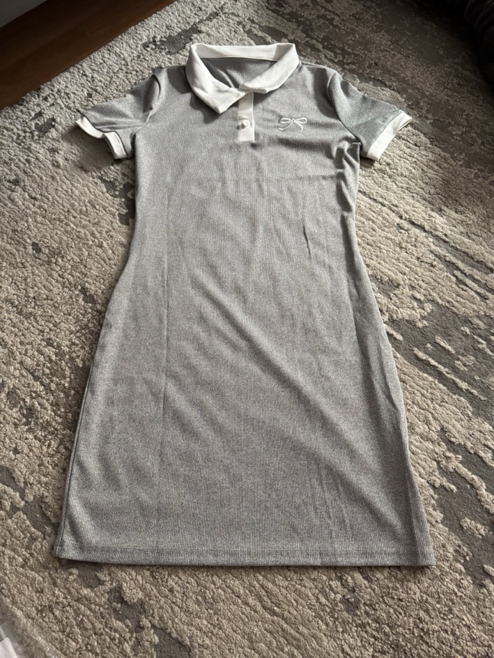 Women's Y2K Collar Bow & colorblock Dress with Collar - Short/medium/ Length Suitable for Parties, Weddings, Casual Attire - Machine Washable Fitted Dress with Bow Embellishment & Color-Block Design - Women's Fashion photo review