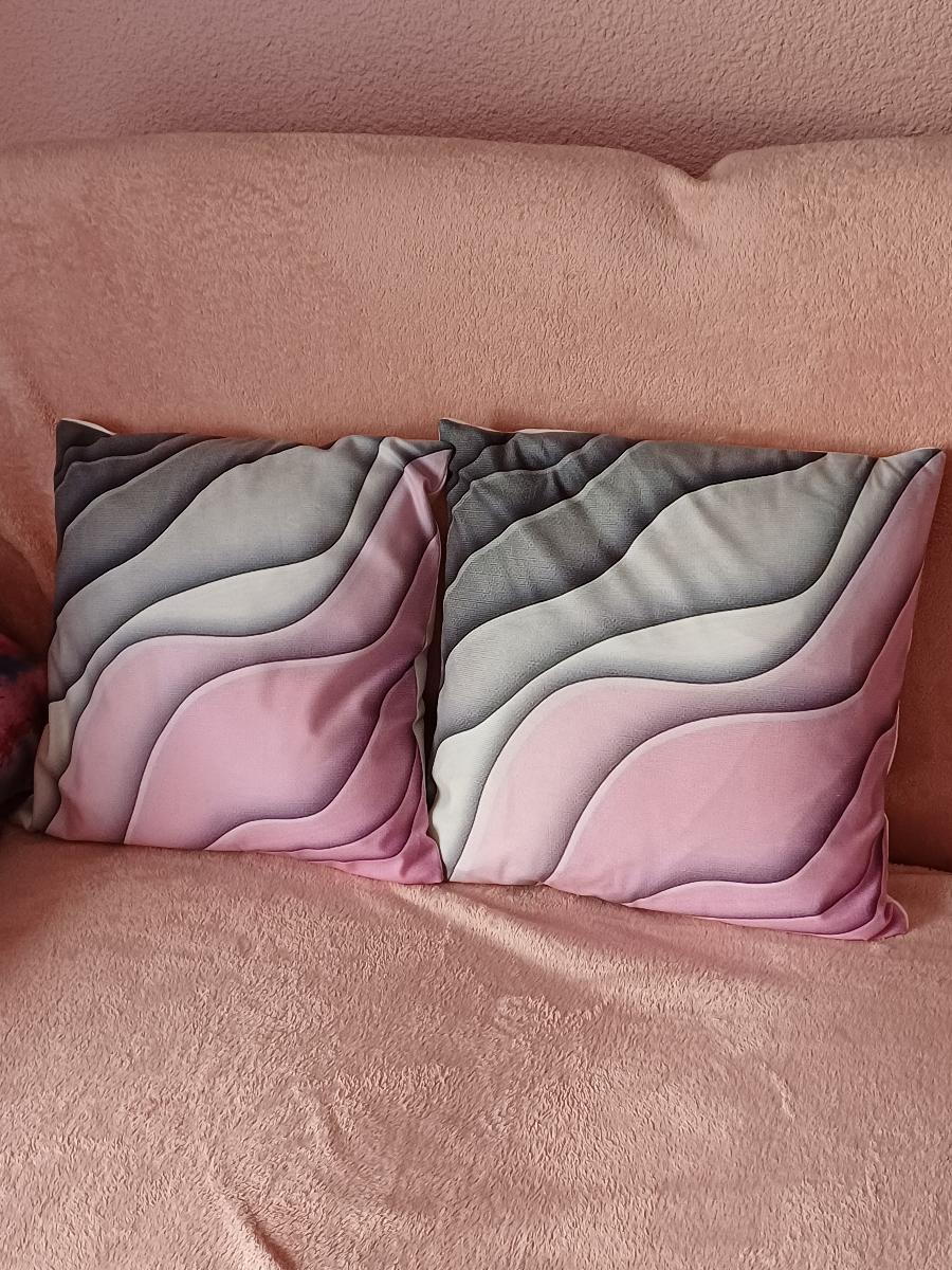 2pcs Pink and Gray Gradient Decorative Pillow Covers, Soft Polyester, Contemporary Style, Machine Washable, Zipper Closure, Versatile for Indoor/Outdoor Use, 16x16 18x18 50.8x50.8cm, Outdoor Pillows photo review