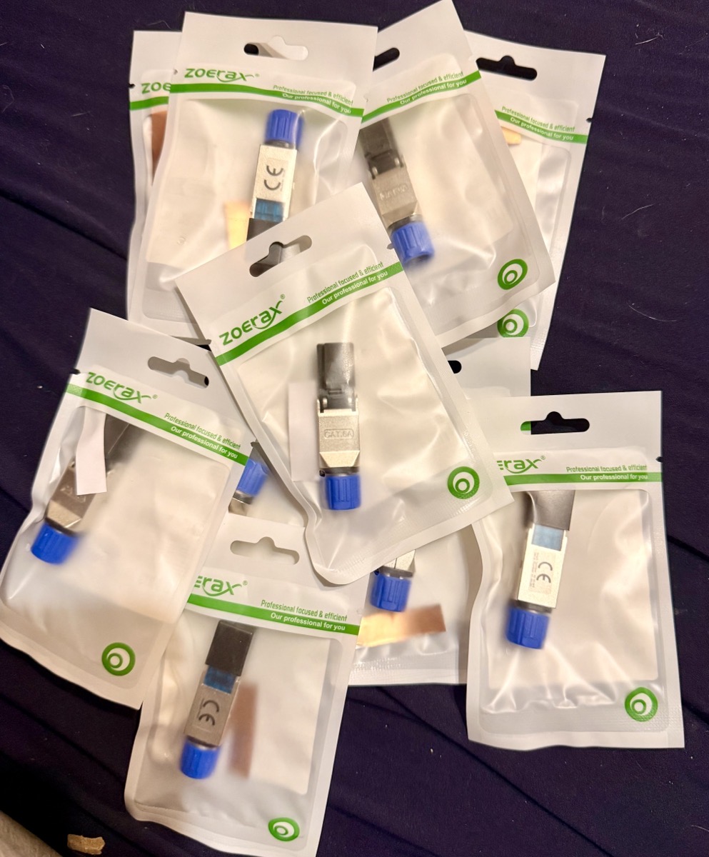 Zoeraxrj45 Connecteurs de câble Ethernet CAT8 CAT 7 CAT6A sans outil blindés pour câbles réseau 40 Gbps et 10 Gbps, adaptés aux câbles LAN STP 22~26 AWG photo review