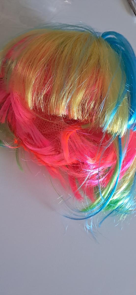 This Vibrant Bob Wig with Rainbow Colors Is Ideal for Graduation Celebrations, Photos, Themed Events, Parties, And Nightlife. Its Top Is Designed to Be Both Thin And Thick photo review