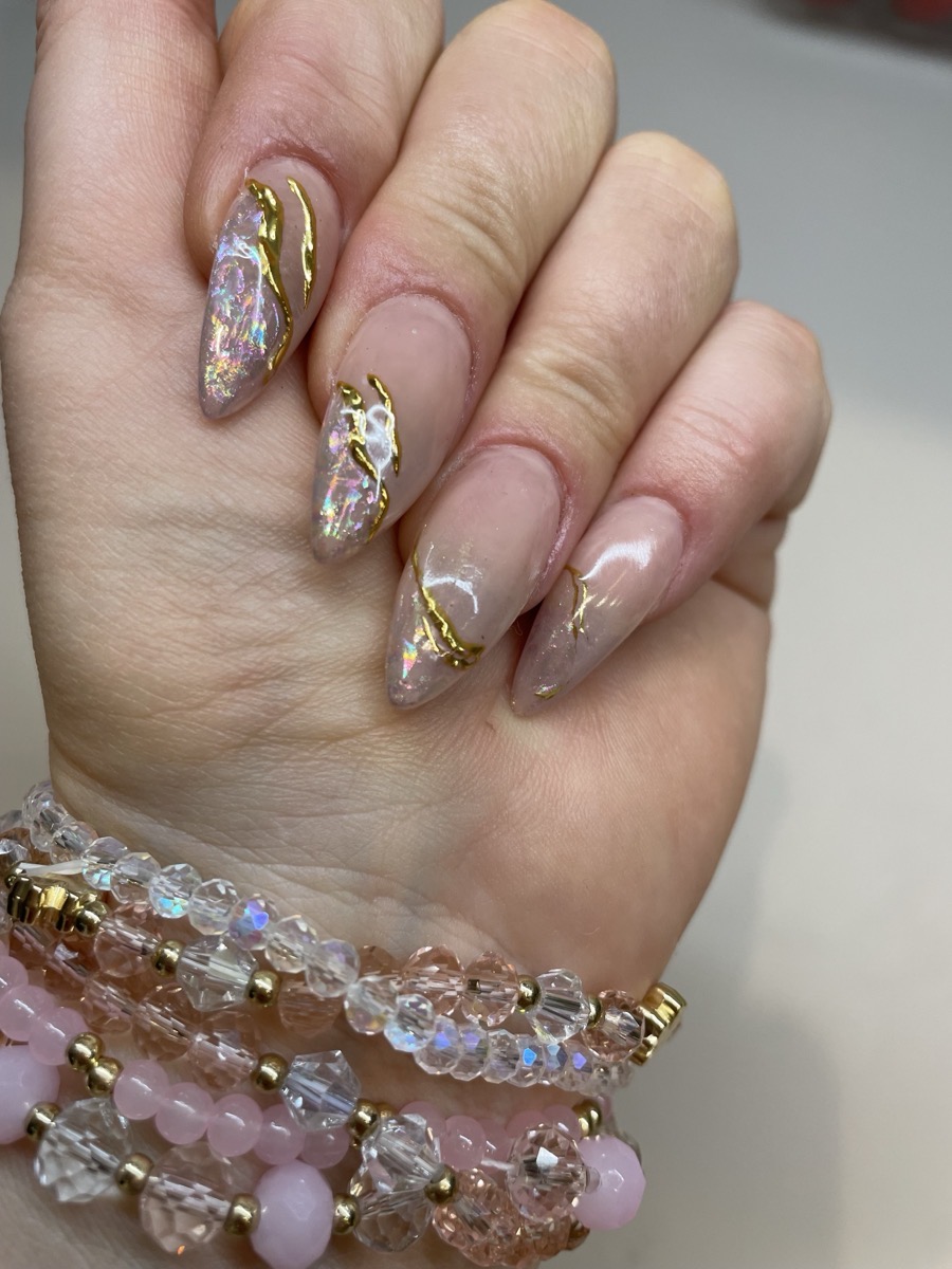 5-Pack Glass Oil Painting Pendant Hand String Set, 5pcs Pink Minimalist Stylish Bow Clover Stackable Bracelet Set photo review