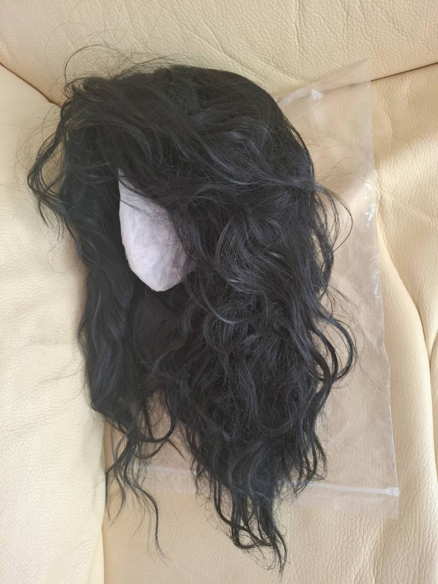 One Black Wig with Bangs, Natural Fluffy Medium-Long Curly High-Quality Synthetic Wig, Suitable for Daily Parties and Christmas Dress-Up - Perfect New Year Gift 1B Black photo review