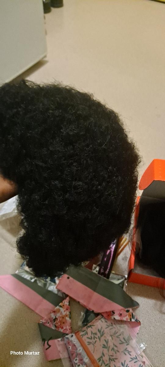 Short Afro Curly Remy Hair Wig with Bangs, Basic Afro Curly Pixie Cut Basic Style, 150% Density Human Hair, Full Machine-Made, Non-Lace Easy to Wear photo review