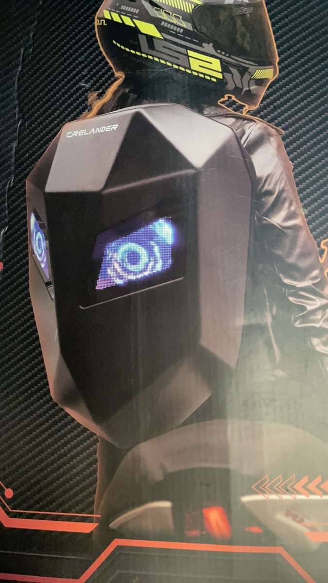 Sac à dos LED pour ordinateur portable Crelander avec yeux, sac à dos LED pour moto Chevalier de 45,72 cm avec écran couleur programmable, grand sac à casque rigide de grande capacité, sac à dos tendance pour la randonnée, le camping, le vélo et les voyages photo review