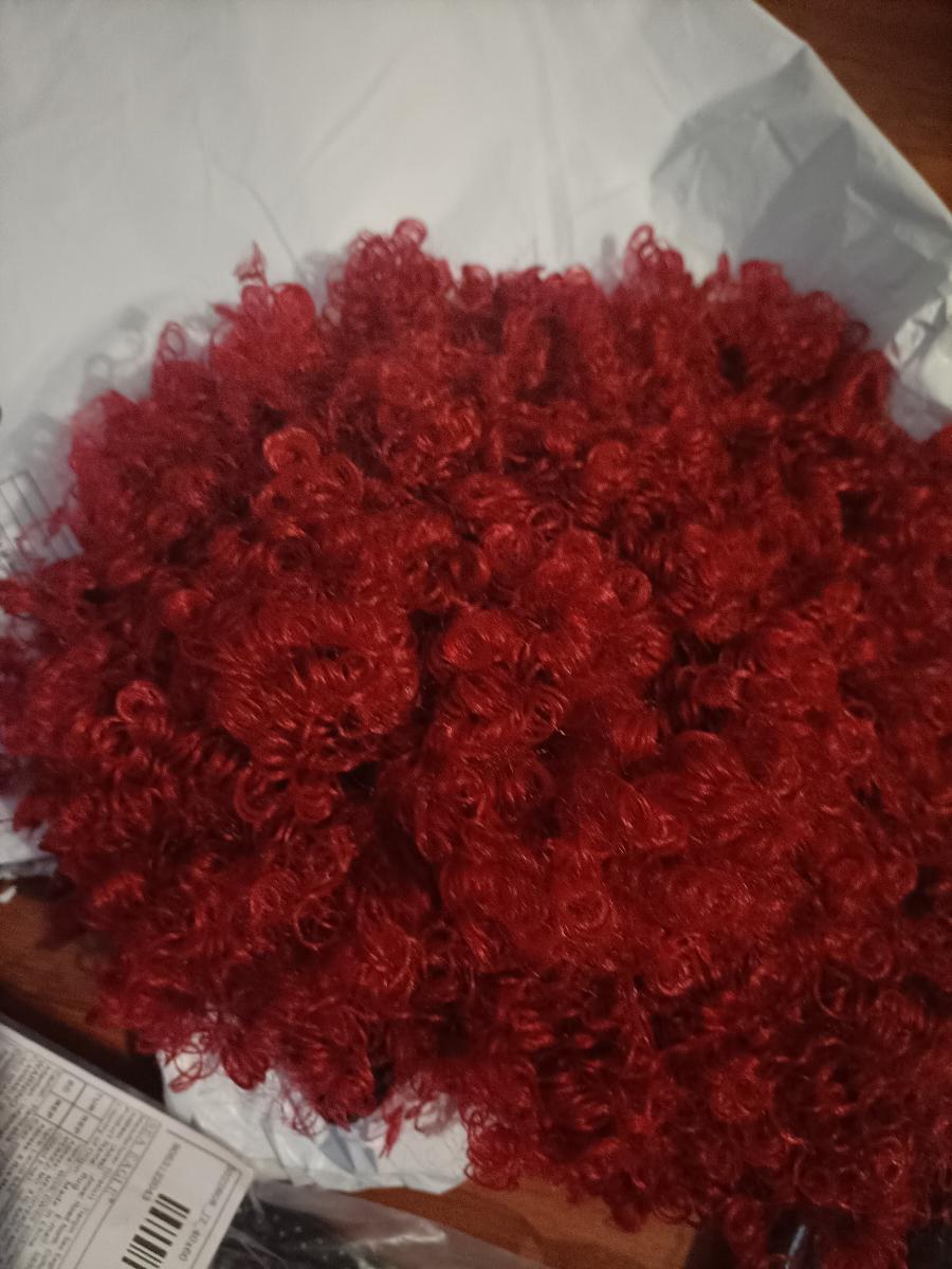 Short Afro Curly Wigs for Women Wavy Curly Wig Synthetic Heat Resistant Curly Afro Wig with Bangs Big Stretch Fluffy Curly Afro Wig 30.48 cm High-Density Soccer Fan Wig, Elastic Cap for Easter Rave Anime Music Festival Cosplay photo review