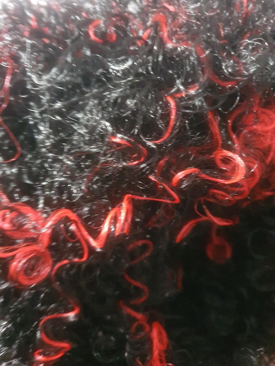 Short Afro Curly Wigs for Women Wavy Curly Wig Synthetic Heat Resistant Curly Afro Wig with Bangs Big Stretch Fluffy Curly Afro Wig 30.48 cm High-Density Soccer Fan Wig, Elastic Cap for Easter Rave Anime Music Festival Cosplay photo review