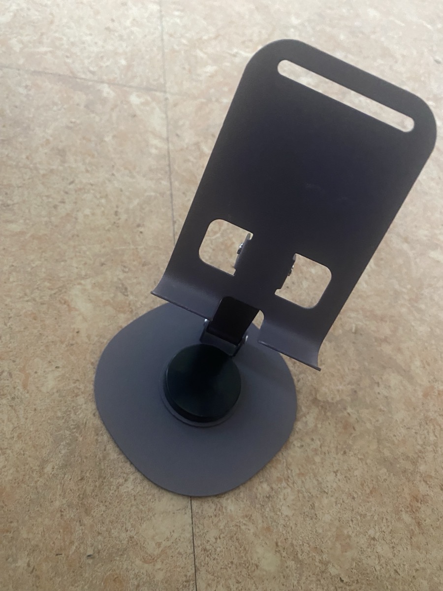 Support Téléphone Portable, Support de Bureau Rotatif à 360°, avec Hauteur Réglable en Deux Niveaux et un Design Pliable, Adapté à une Utilisation au Bureau et au Chevet, Très Compatible photo review